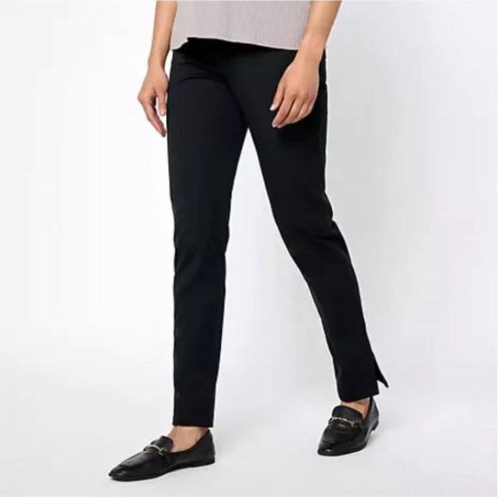 Isaac Mizrahi Live! Regular 24/7 Stretch High Waisted Pant - Pitch Black-Plus 22